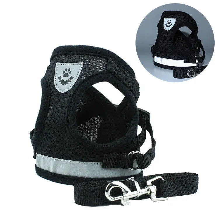 Reflective Breathable Small Dog Harness and Leash