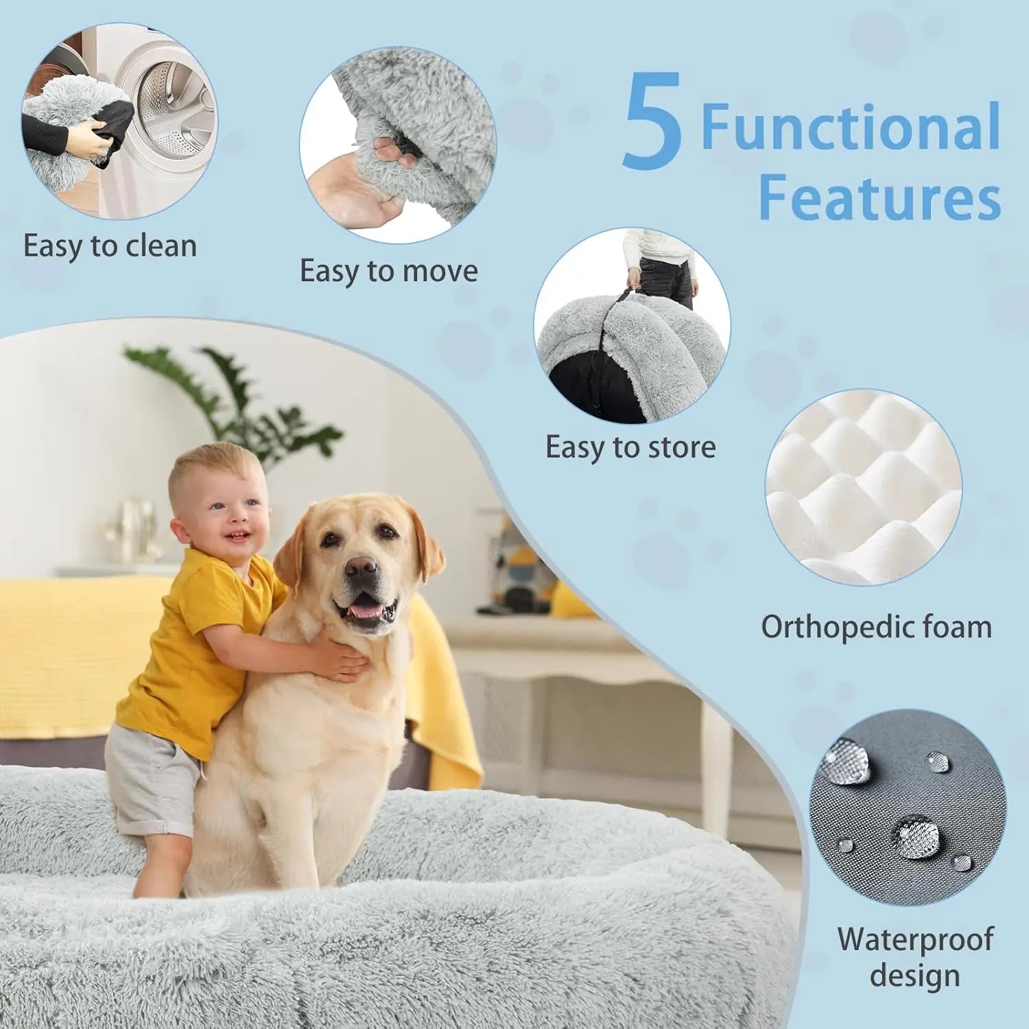 Human & Dog Bed Fits People & Pets, Washable.