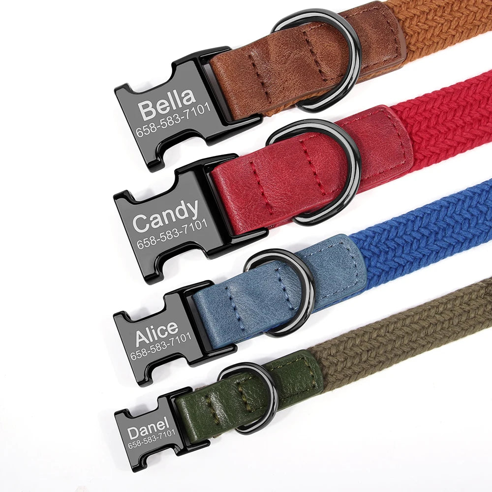 Personalized Nylon Dog Collar Adjustable Dog Collars Custom Pet Name