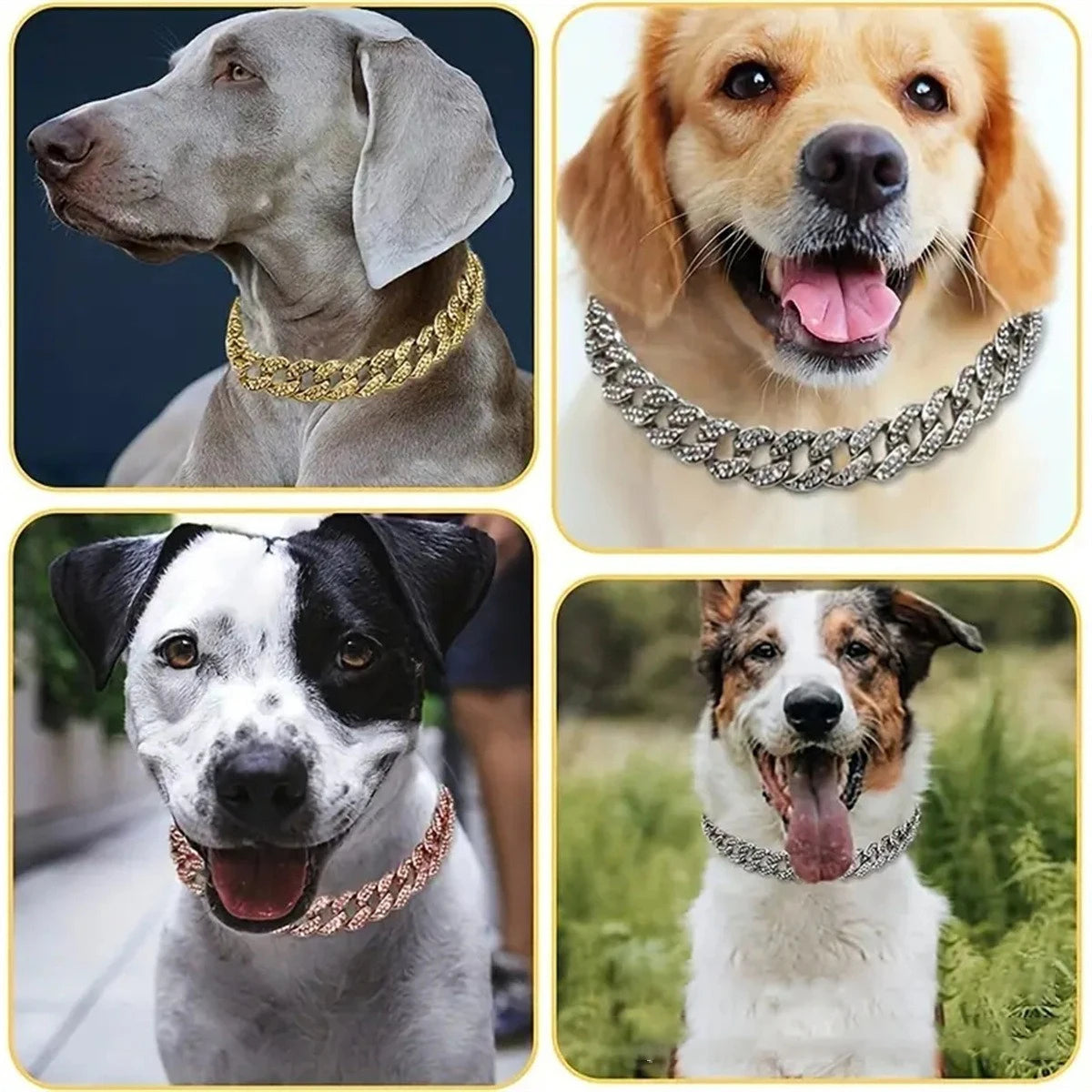 Collar Necklace Dog Full Diamond Cuban Chains