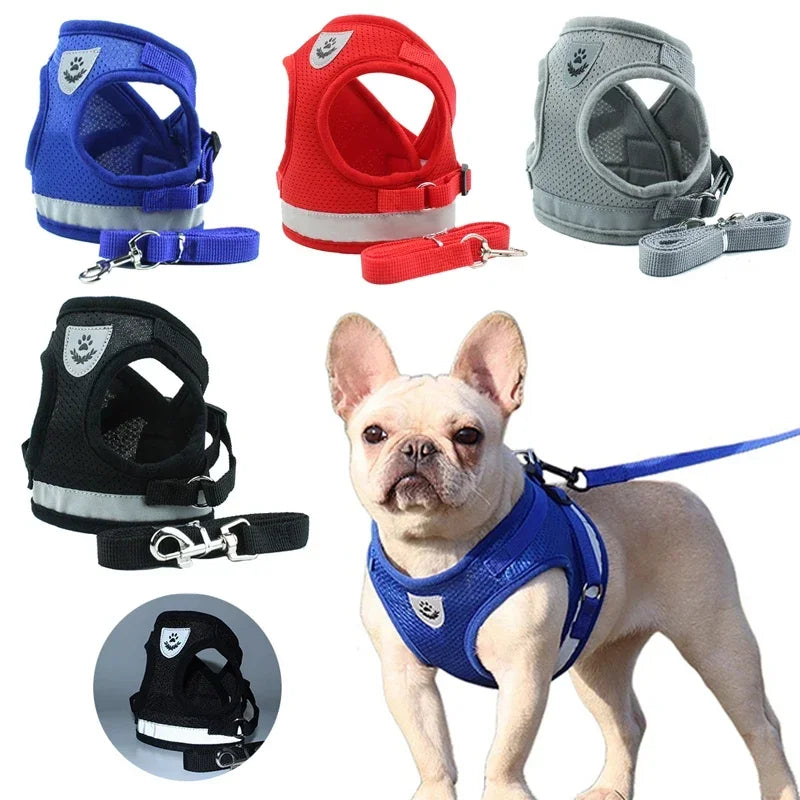Reflective Breathable Small Dog Harness and Leash