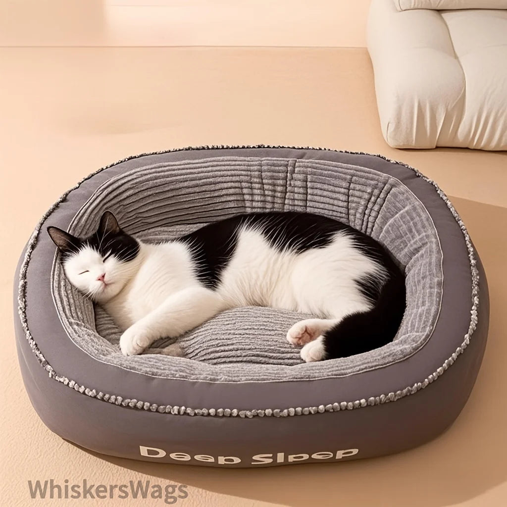 Pet Bed Comfortable Donut Round Dog Kennel Soft Washable