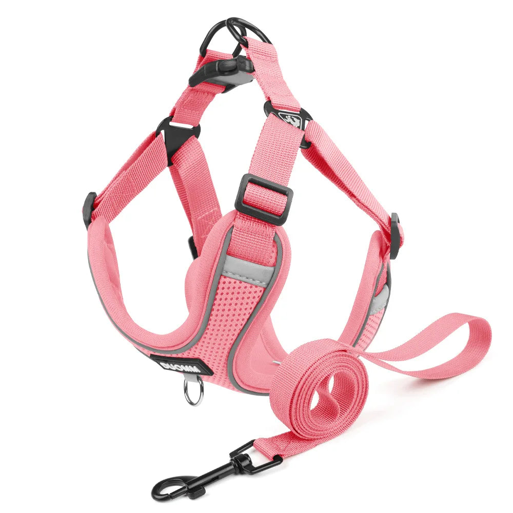 Classic Soft Dog Harness and Leash Set, Breathable Mesh Comfort Vest.  Reflective Dog Harness