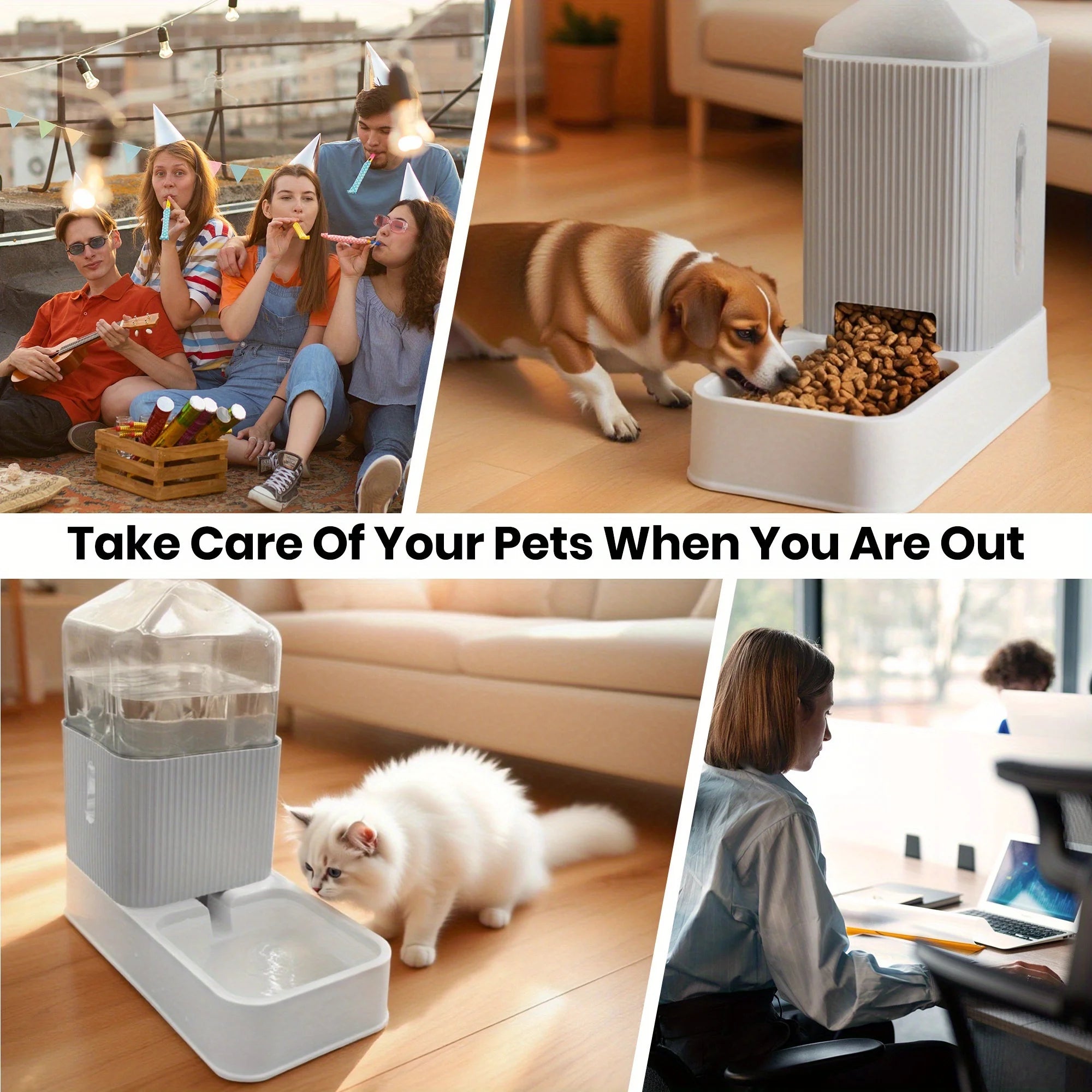 3.5L Automatic Dog/Cat Feeder And Water Dispenser Combo, Removable Stainless Steel Bowl