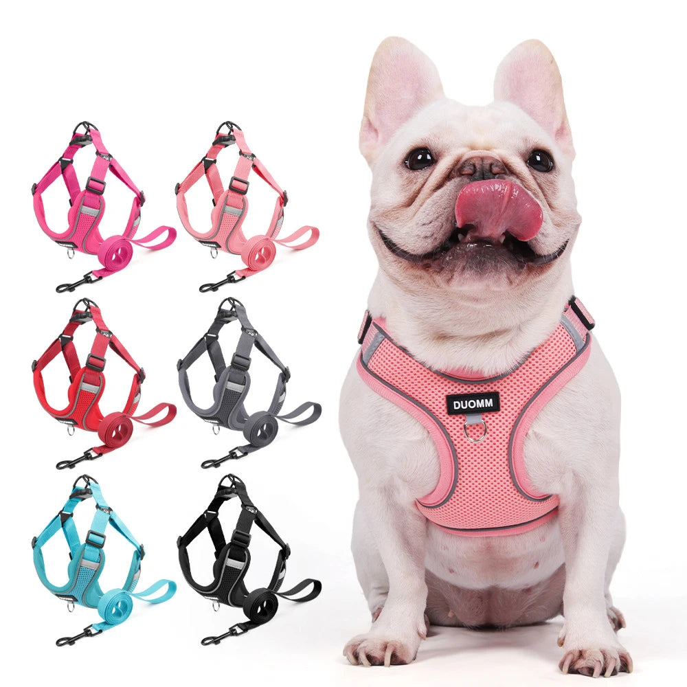 Classic Soft Dog Harness and Leash Set, Breathable Mesh Comfort Vest.  Reflective Dog Harness