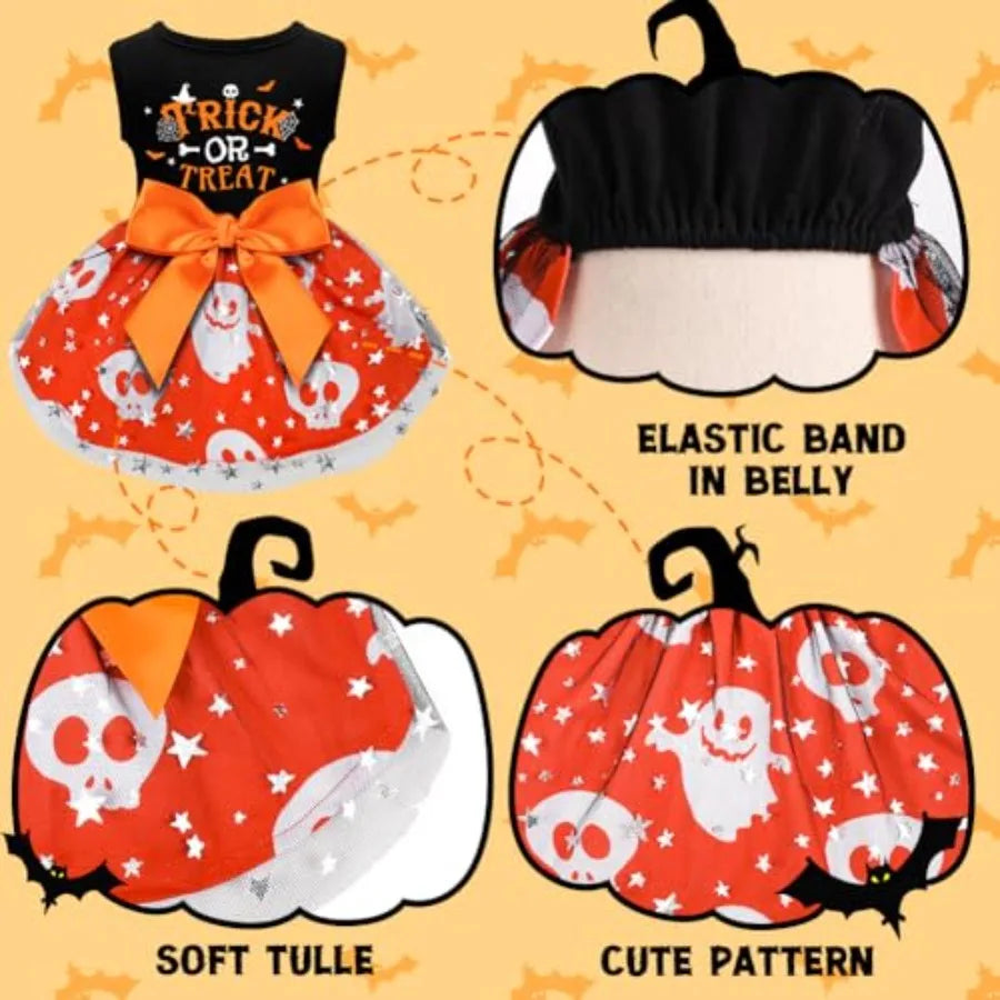 Dog Halloween Costumes Funny Puppy Dress with Bow