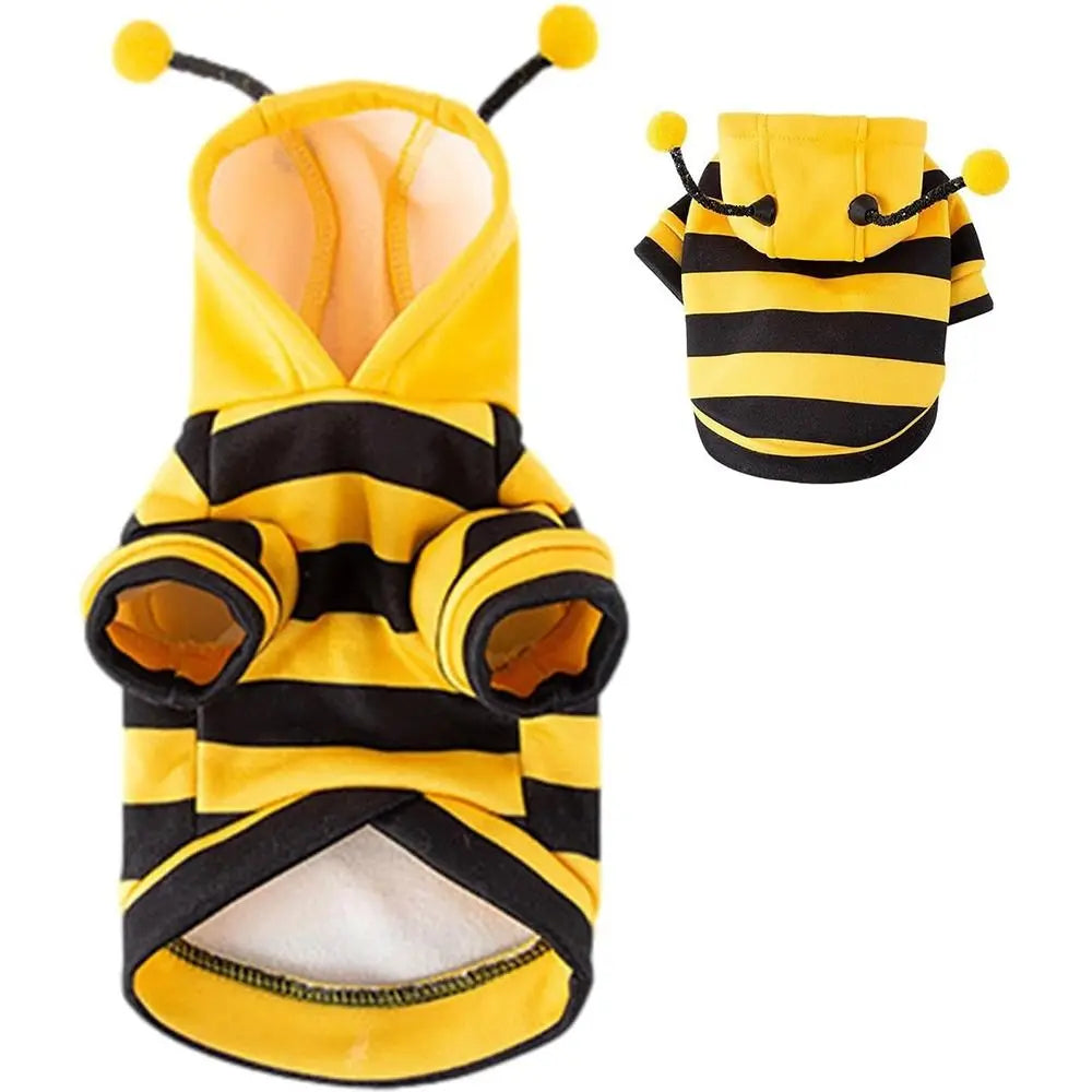 Soft Pet Bee Costume Hooded Breathable Winter Warm Bee Cosplay Costume