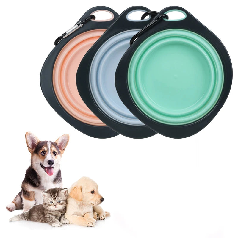 Pet Folding Silicone Bowl Collapsible Dog Outdoor Travel