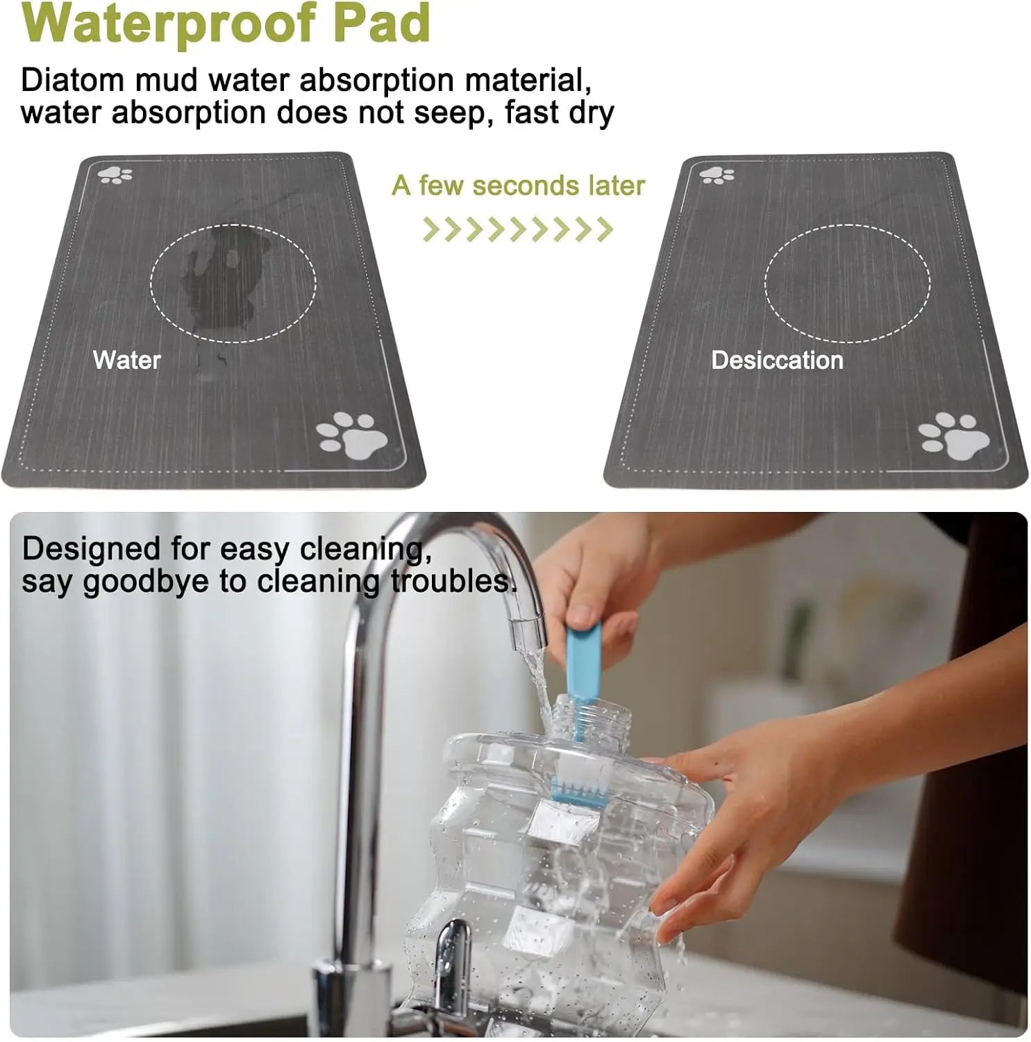 Large 8L Gravity Water Dispenser for Dogs Stainless Steel with Triple Filter