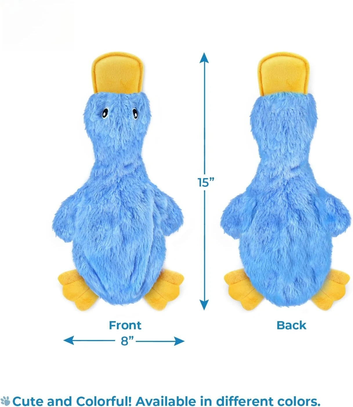 Interactive squeaky dog chew toy, crinkle duck