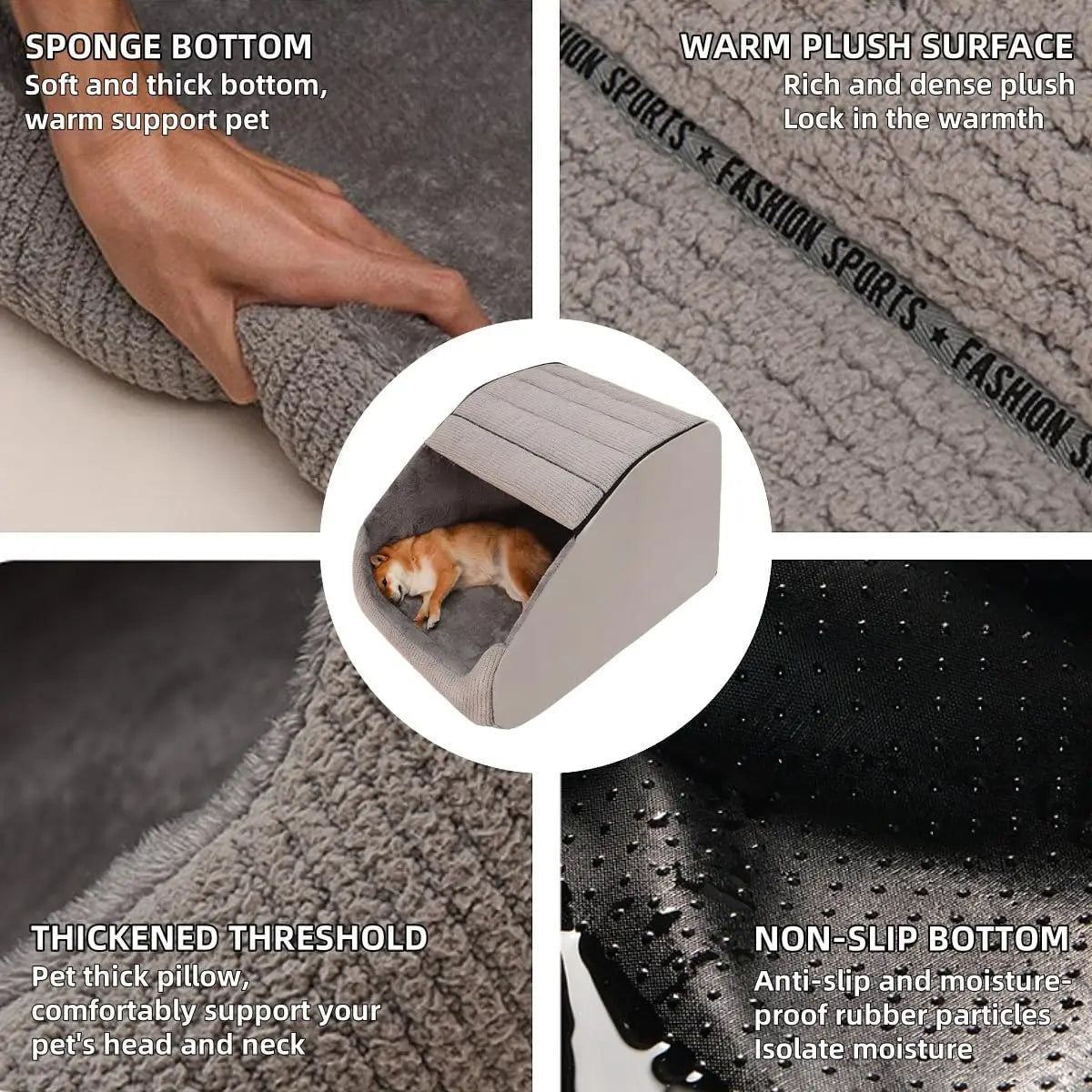 Extra Large Dog Bed House with 30D Memory Sponge,