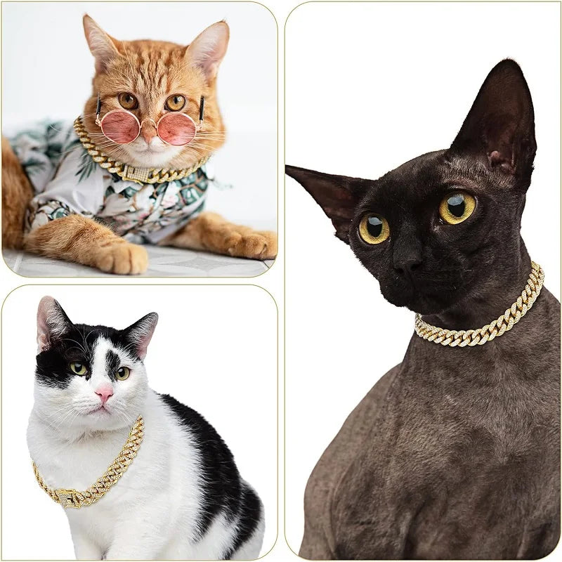 Luxury Gold Pet Metal Chain Collar For Small Medium Large Dogs
