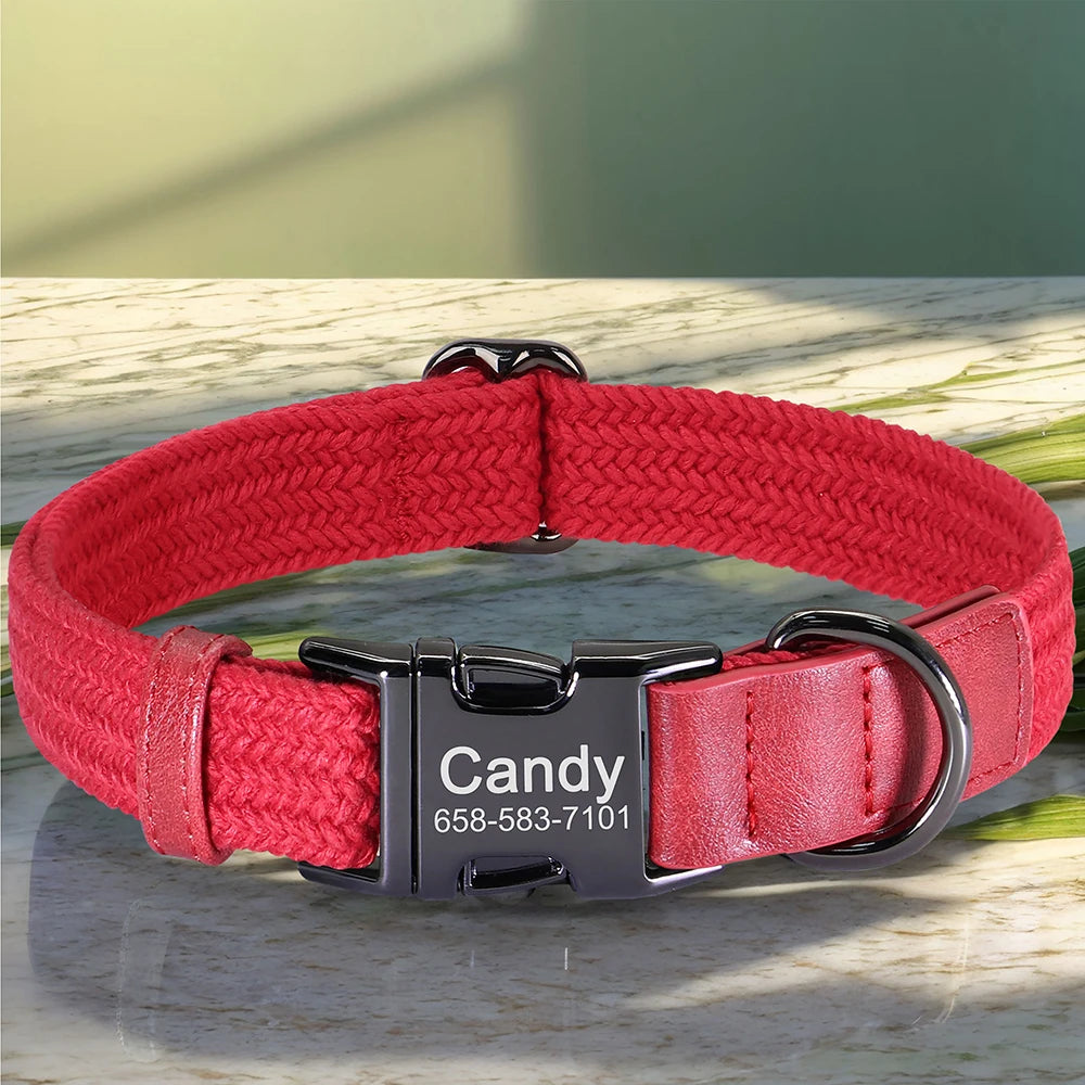Personalized Nylon Dog Collar Adjustable Dog Collars Custom Pet Name