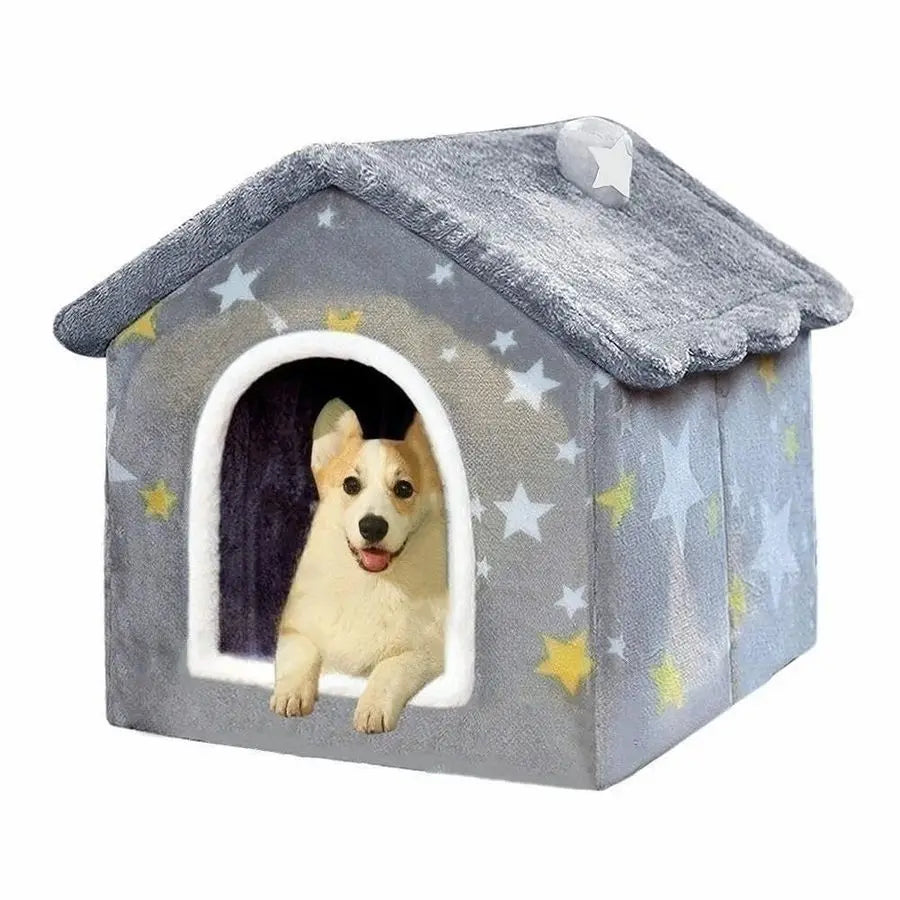 Foldable Soft Kennel Bed Warm Puppy Cave with Cushion