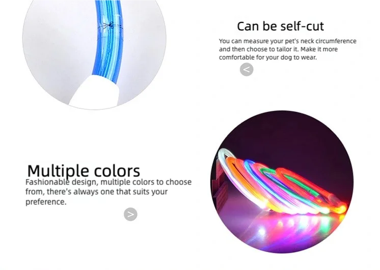 New LED Dog Collar Rechargeable，3 Mode Adjustable Glowing Dog Collar