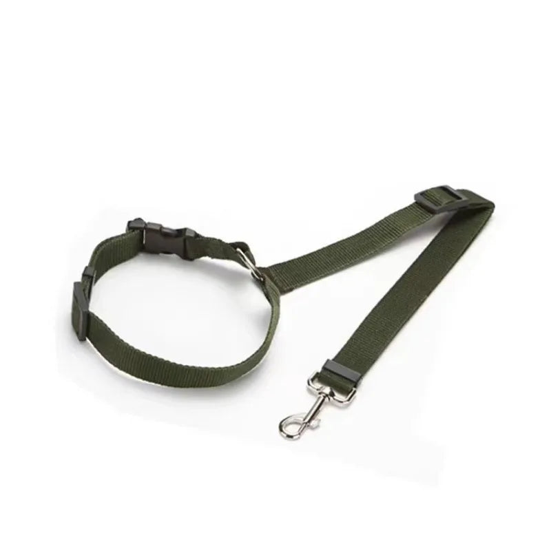 Solid Color Two-in-one Pet Car Seat Belt Nylon Lead Leash