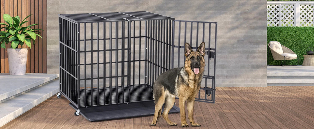 XXL Large Heavy Duty Dog Crate Strong Pet Cage  Square Tube Metal Kennel