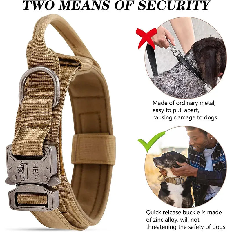 Outdoor Sports Style Tactical Dog Collar For Medium To Large Dogs