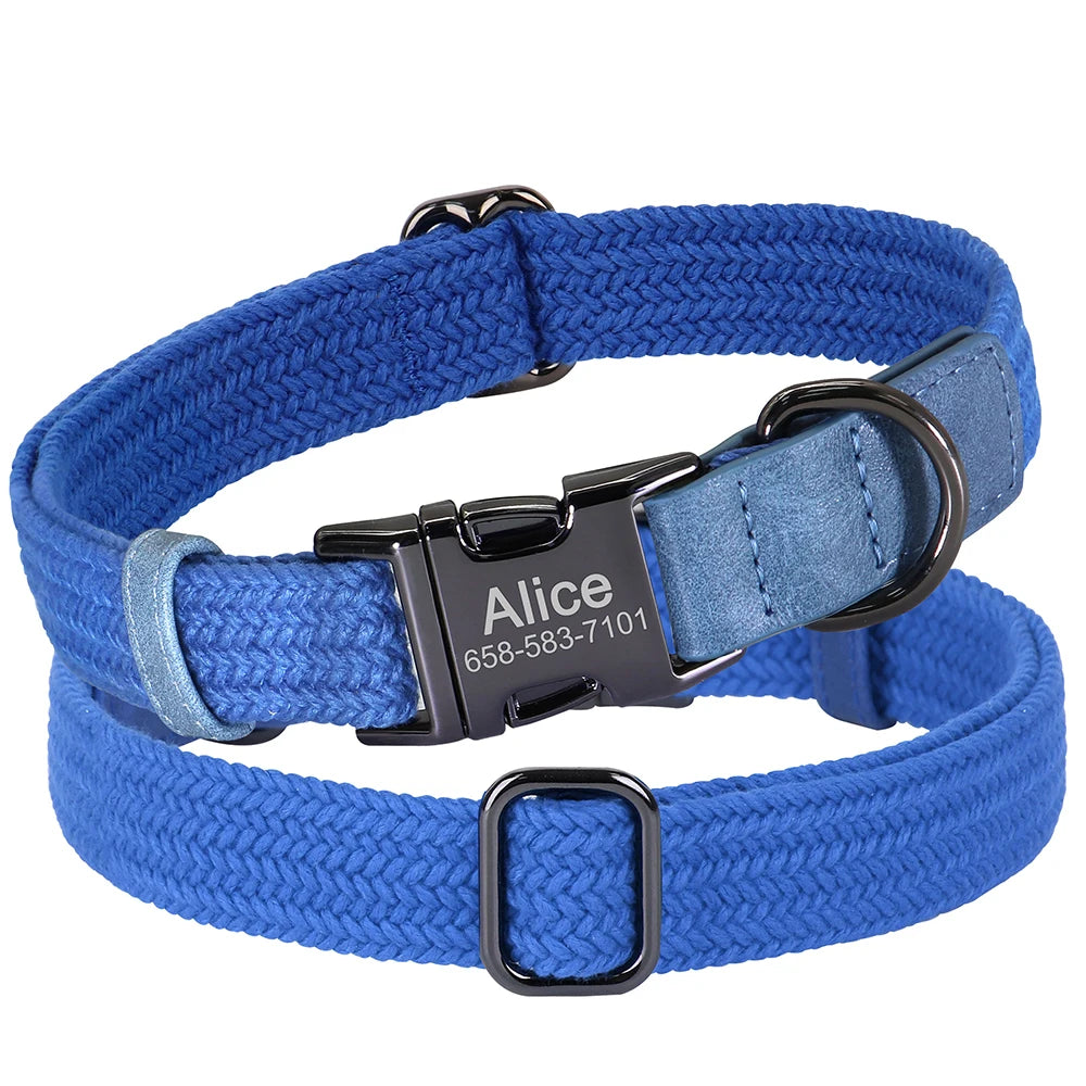 Personalized Nylon Dog Collar Adjustable Dog Collars Custom Pet Name