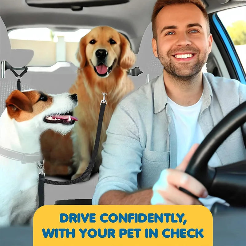 Adjustable 2-in-1 Pet Car Seat Belt Leash Nylon