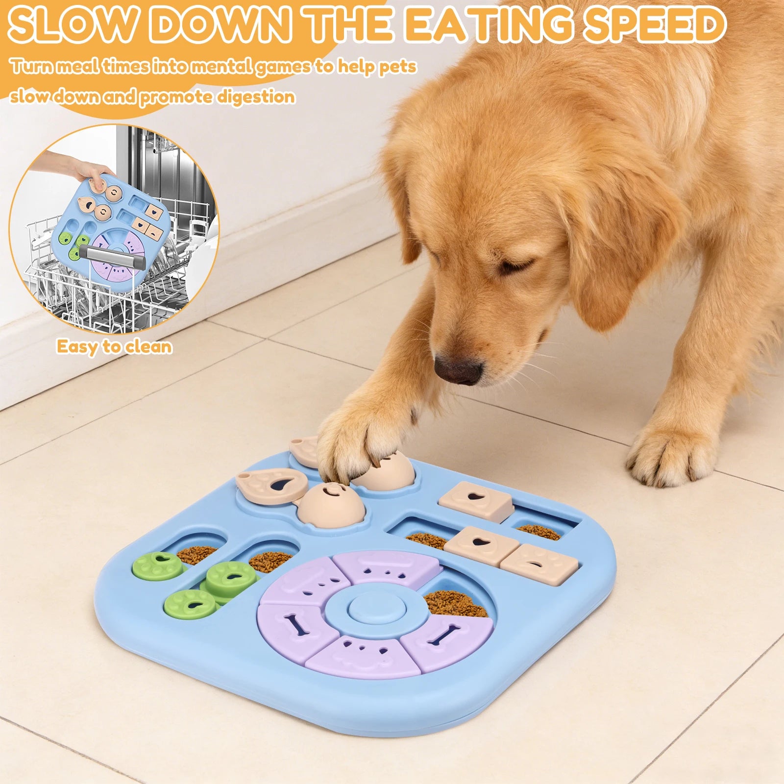 Interactive Dog Puzzle Toys Plastic Treat Dispensing Slow Feeder