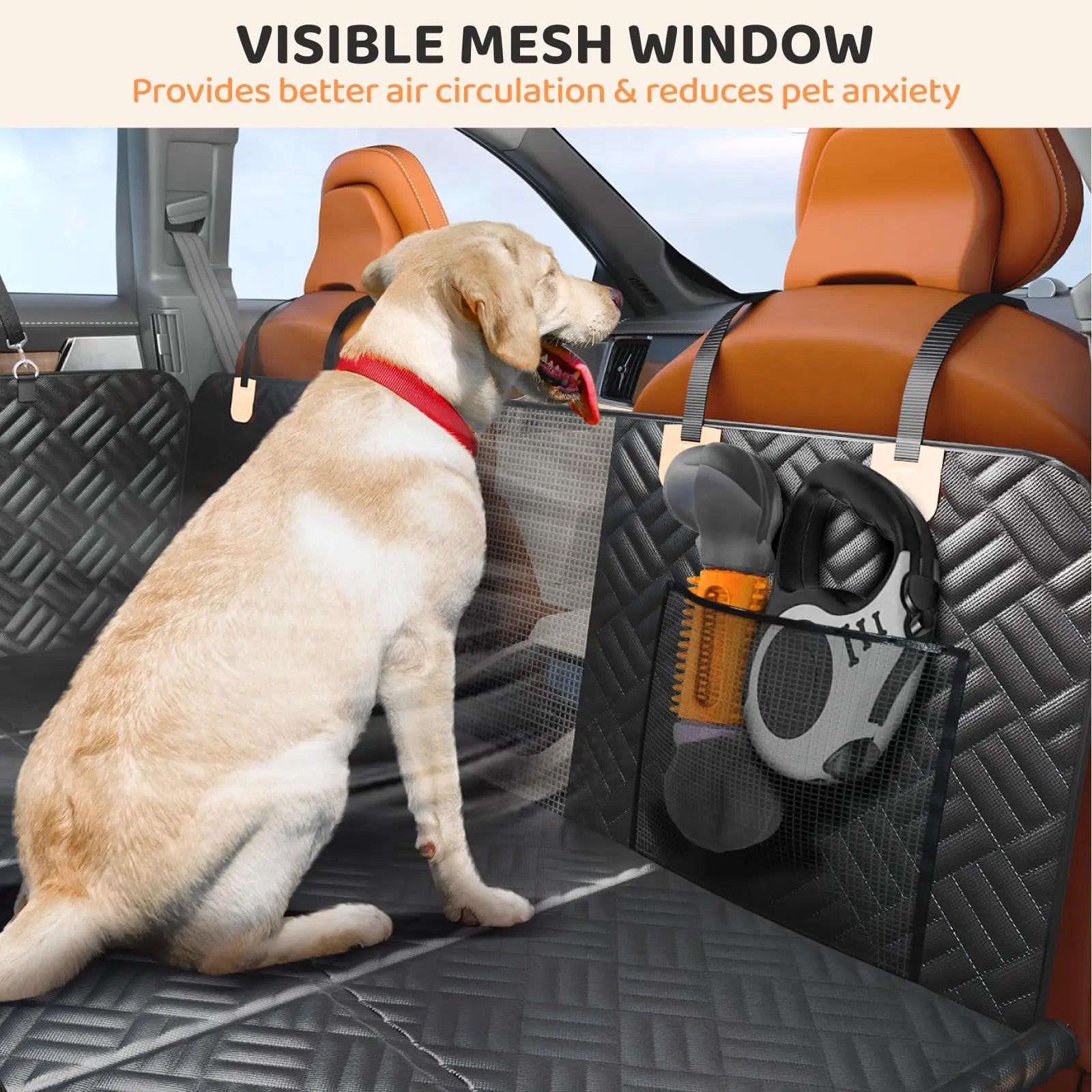 Car Rear Seat Dog Seat Cover, Hard Bottom Rear Seat Extender, Load-Bearing 400 Pounds,