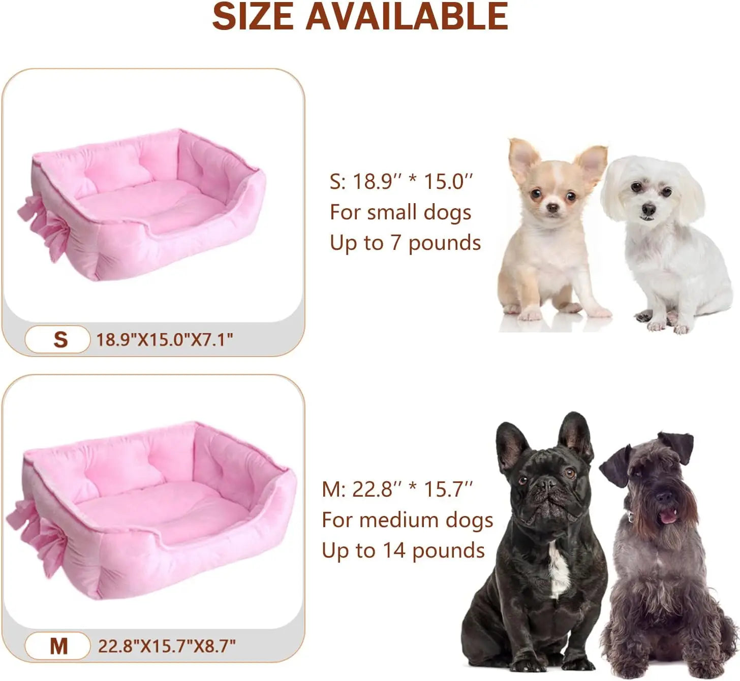 Princess Dog Bed Pink Puppy Couch for Small Dogs Breathable