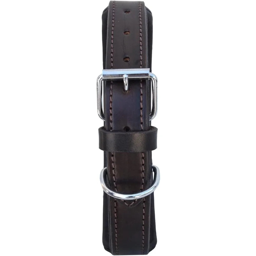 Heavy-Duty Adjustable Leather Dog Collar - Large Size Western Style,