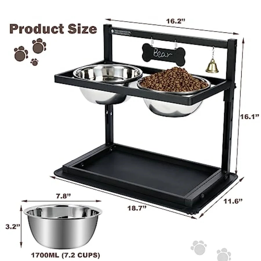 Elevated Dog Bowls with Slow Feeder for Large Dogs Adjustable