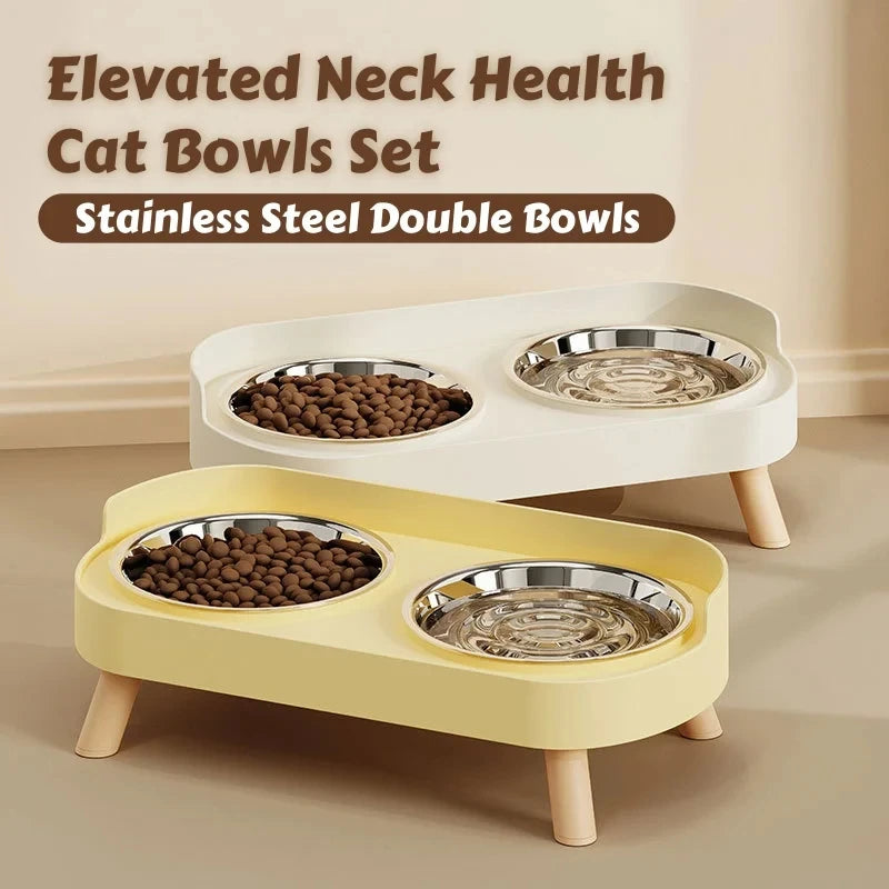 Dopamine Colorful Elevated Pet Feeder: Dual Stainless Steel Bowls
