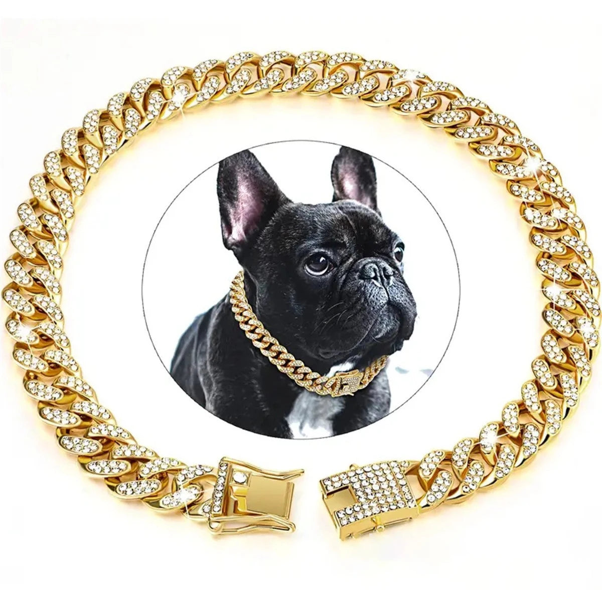 Collar Necklace Dog Full Diamond Cuban Chains
