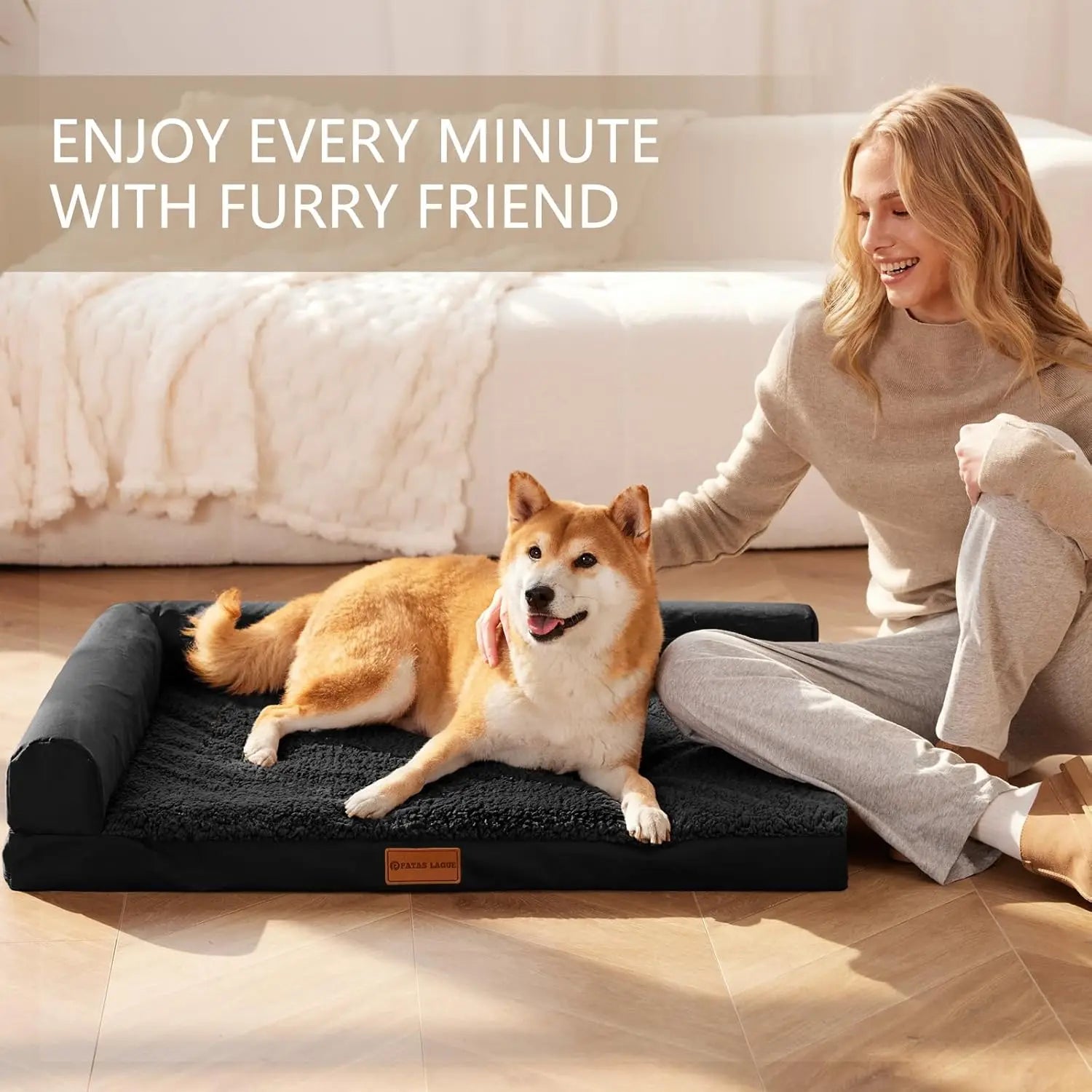 Extra Large Orthopedic Dog Bed 48x30 Inches, Waterproof Bolster Pet Sofa