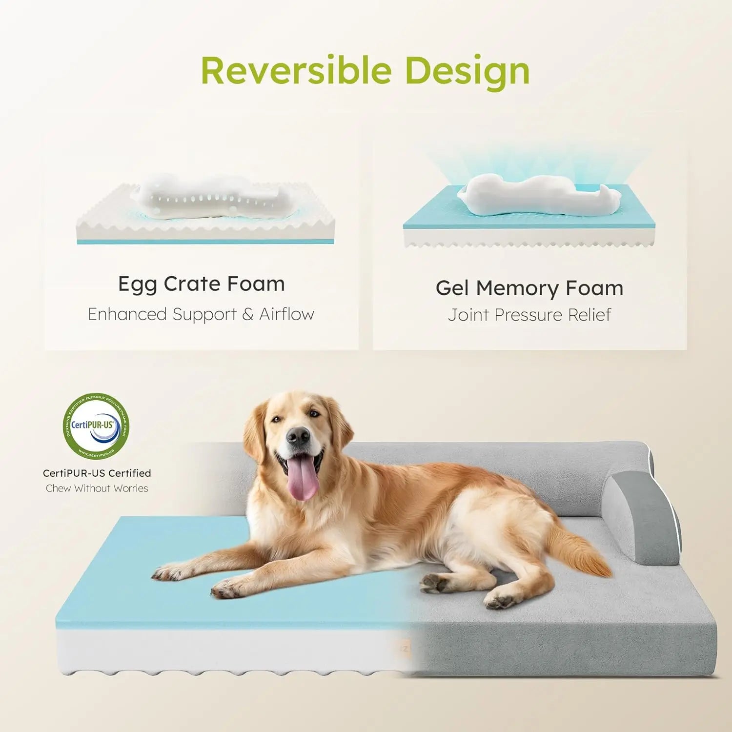 Extra Large Orthopedic Dog Bed with Cooling Memory Foam,