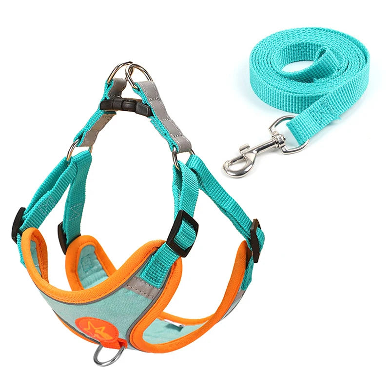 Small Medium Dogs Harness Vest Walking Traction Rope Reflective Straps.