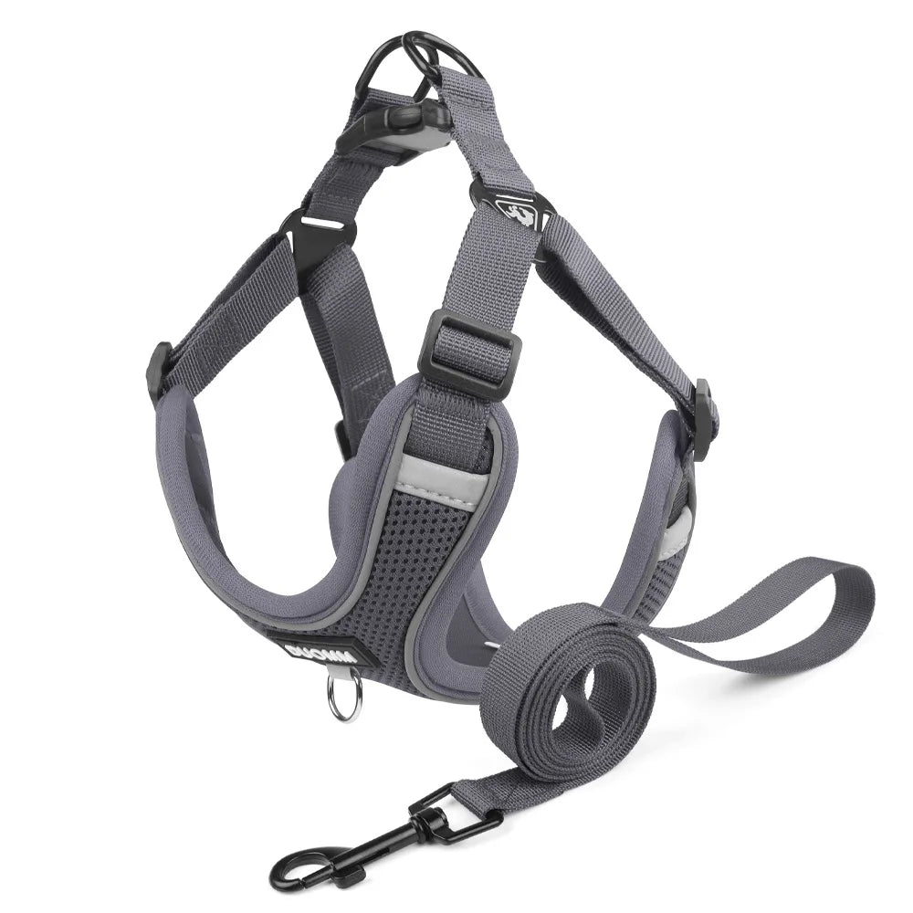 Classic Soft Dog Harness and Leash Set, Breathable Mesh Comfort Vest.  Reflective Dog Harness