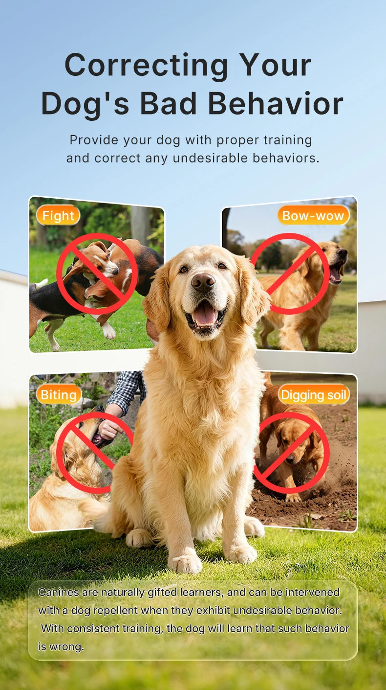 3-in-1 Dog Repellent Ultrasonic Anti-Bark Trainer with LED Flashlight.