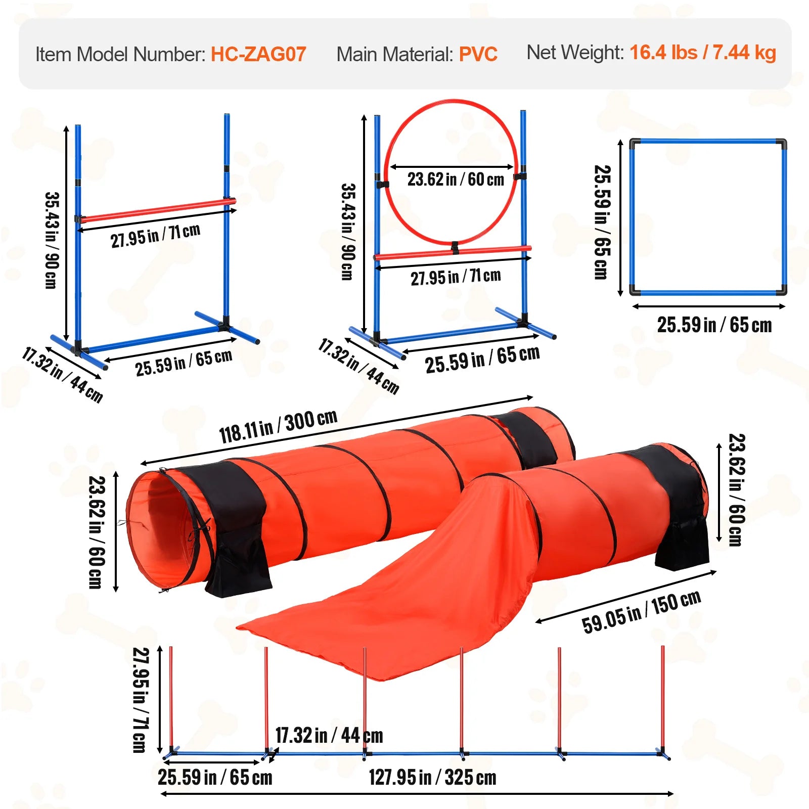 Dog Agility Training Equipment 4 PCS/5 PCS/7 PCS Set