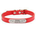 Personalized Dog Collar Name Carved 16 Colors Solid PU Leather Collar