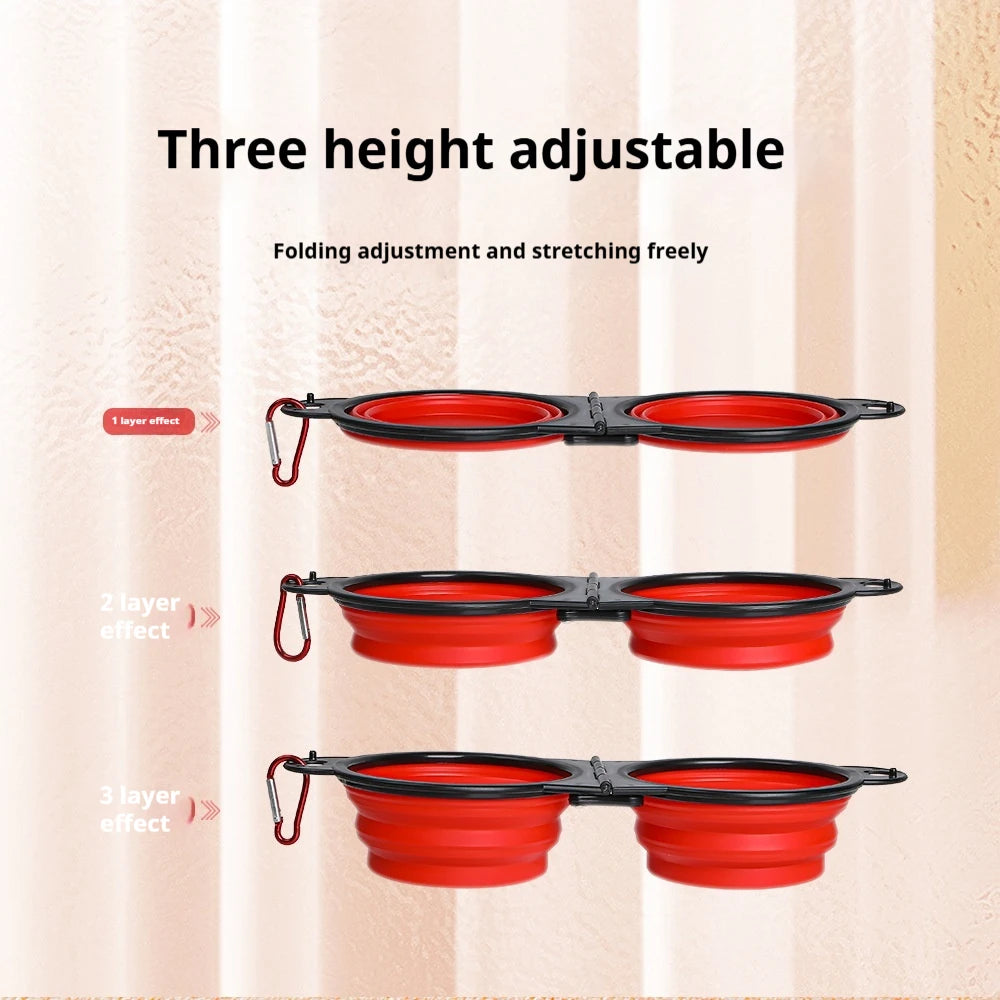 2 in 1 Collapsible Dog Travel Bowl Double Bowls Folding