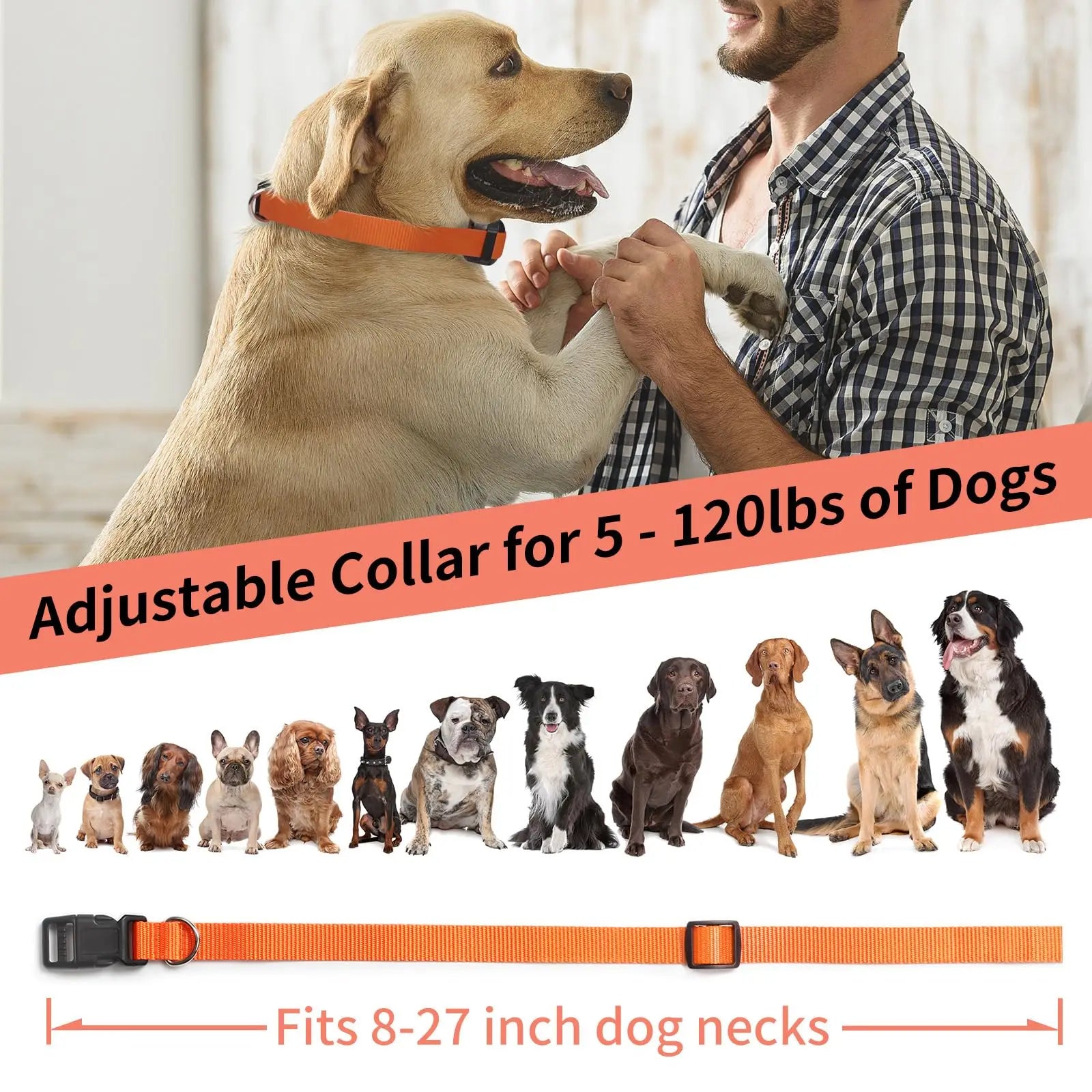 No Shock Dog Training Collar, 3300ft Remote Waterproof Beep & Vibration Collar.