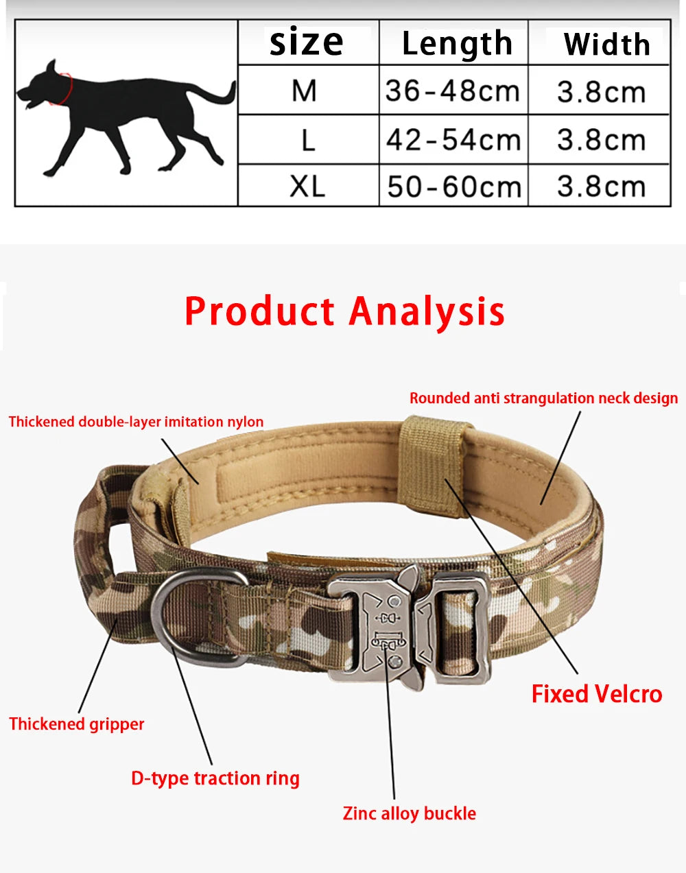 Pet Products Outdoor Tactical Dog Collar Metal Buckle