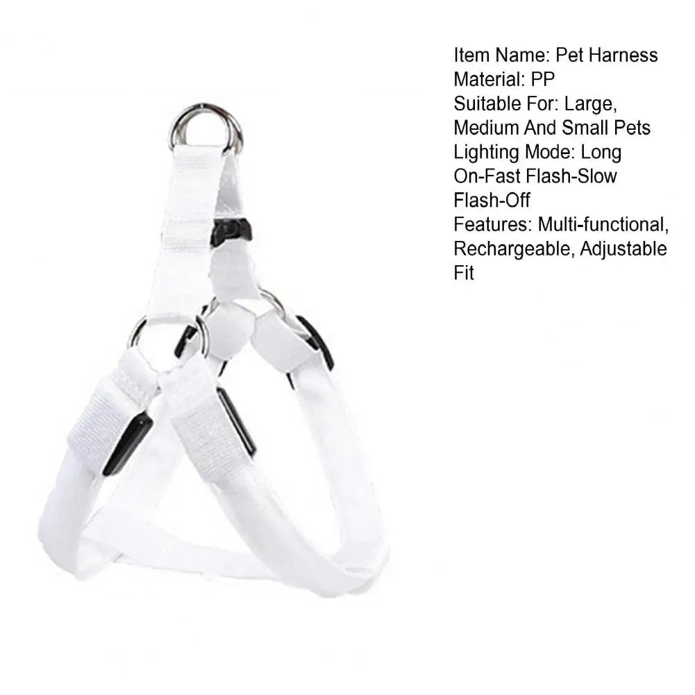 Adjustable LED Pet Harness USB Rechargeable Light Up Dog Harness