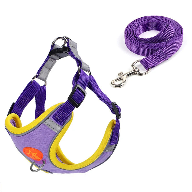 Small Medium Dogs Harness Vest Walking Traction Rope Reflective Straps.