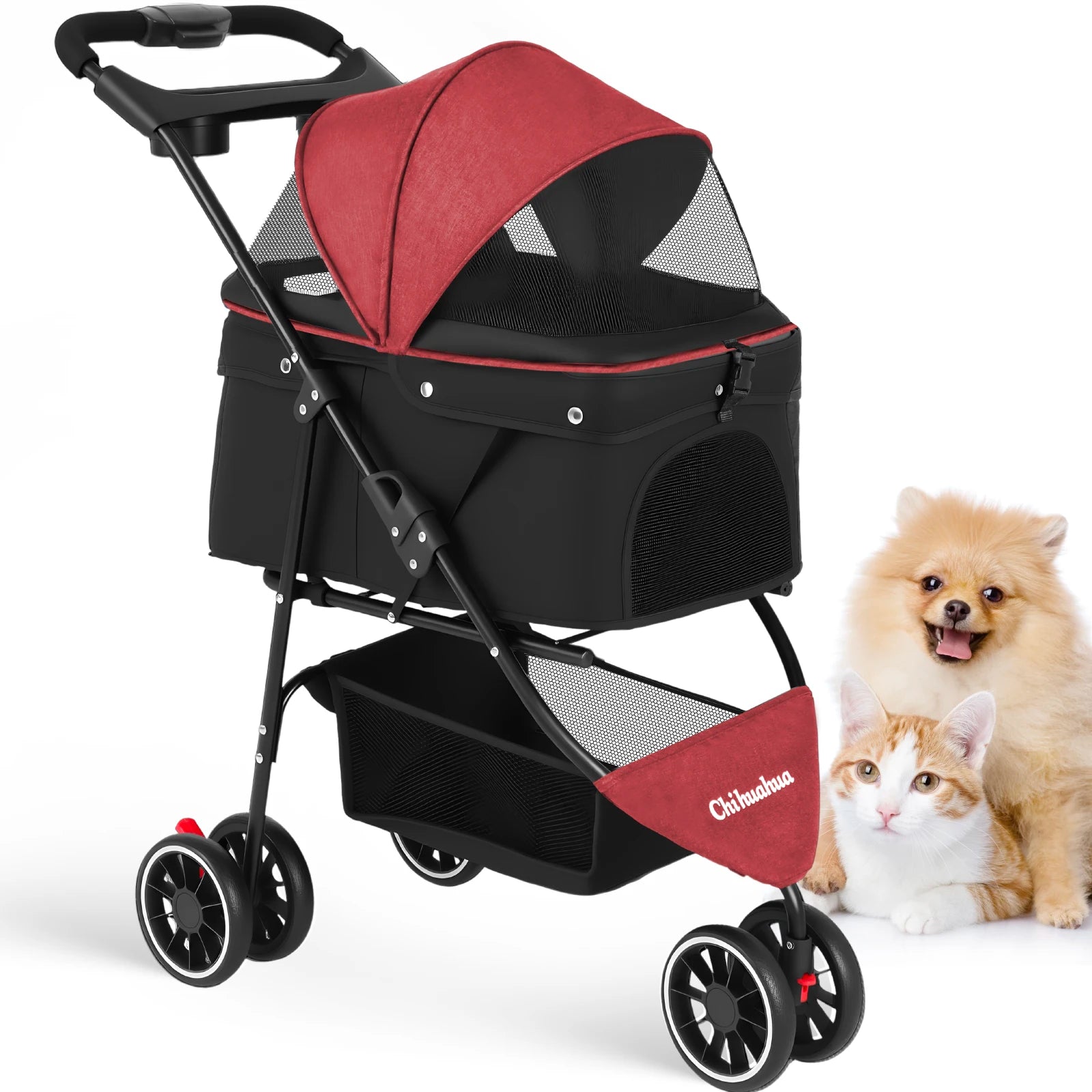 Pet Stroller For Small Puppy Dogs & Cats Travel Portable Dog Stroller