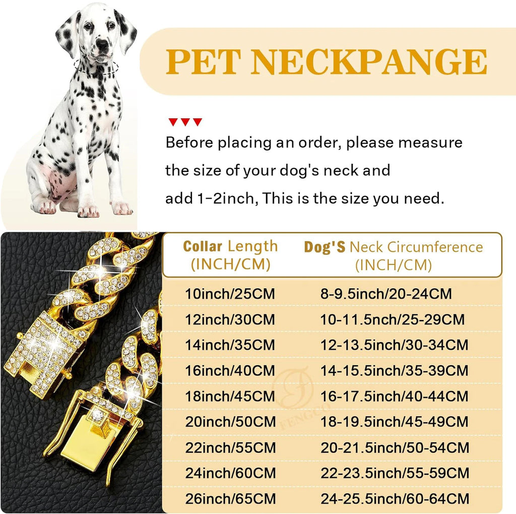 Luxury Gold Pet Metal Chain Collar For Small Medium Large Dogs