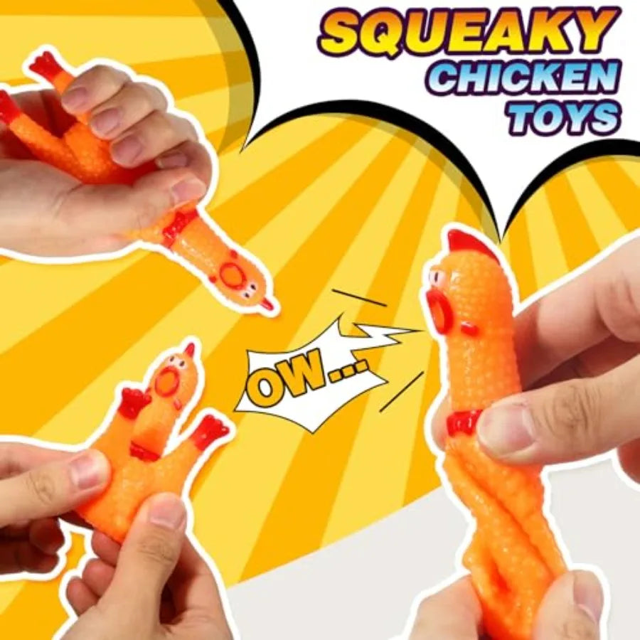 50 Pcs Rubber Chickens Squeak Screaming Chicken Novelty Bulk Dog Toys
