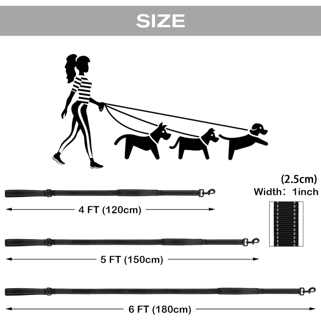 Heavy Handle Dog Leash with Reflective Strips for Night Safety
