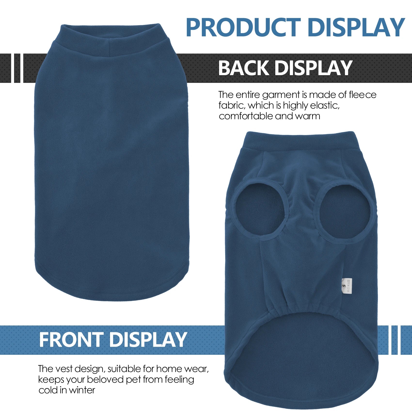 Fleece Dog Sweater,Stretchy Pullover Soft Dog Jacket,Lightweight