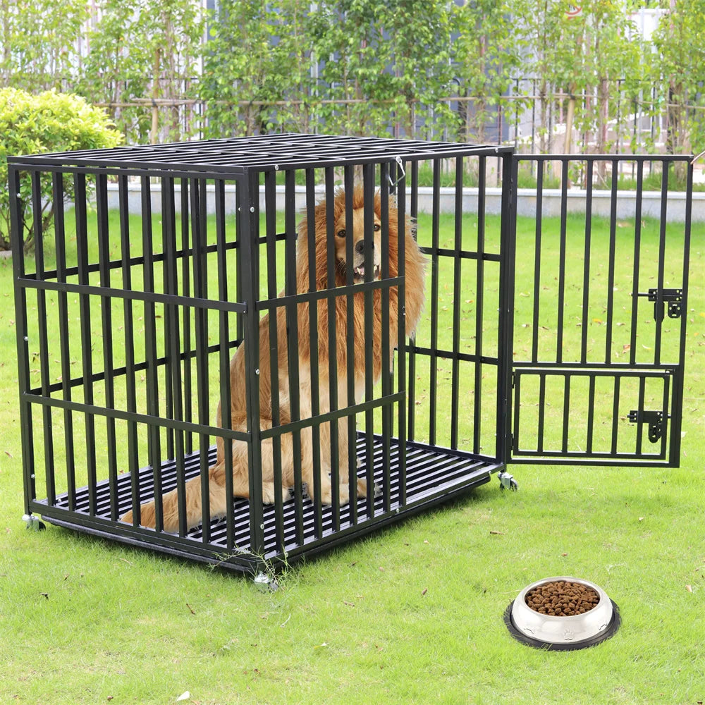 XXL Large Heavy Duty Dog Crate Strong Pet Cage  Square Tube Metal Kennel