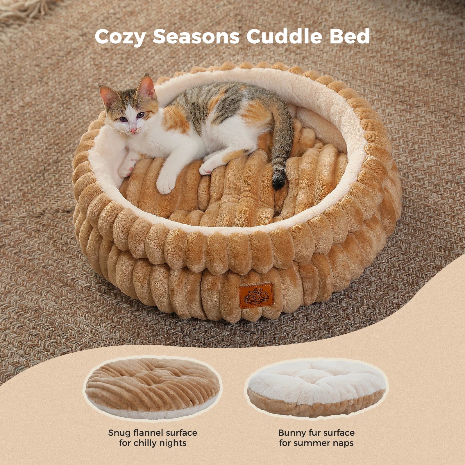 Dog Bed for Medium Dogs Cozy  Bed for Indoor  Washable Round Pet Bed